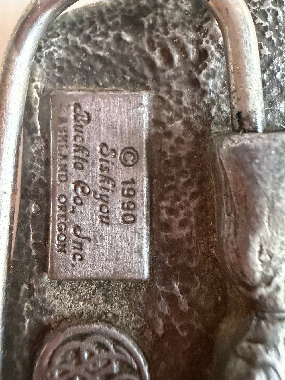 Vintage 1990 Siskiyou W89 Bald Eagle American Flag Pewter Belt Buckle USA